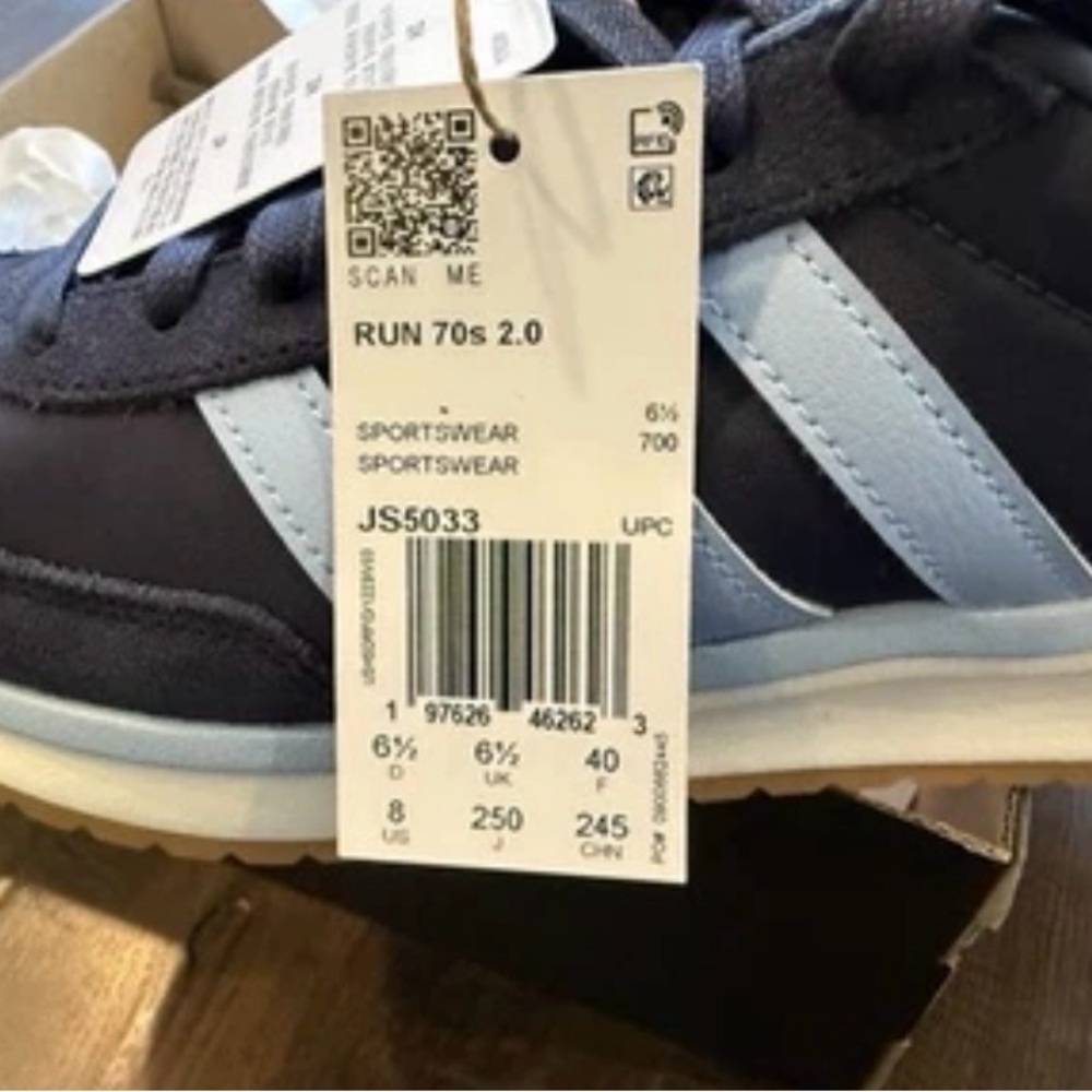 Women’s Adidas 70s 2.0 Retro Sneakers – Navy/Light Blue, Size 8 - Picture 4 of 5